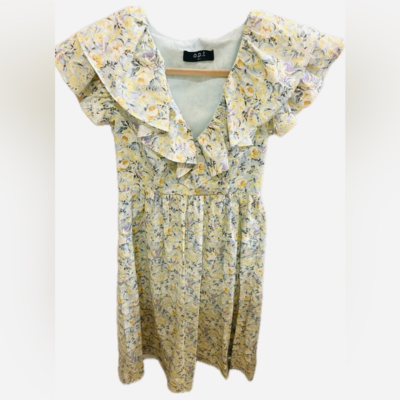 NWOT O.P.T. Kate Floral Ruffle Collar Midi Dress Women’s Small - Picture 7 of 16